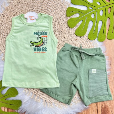 Conj. Regata Malibu Beach Vibes e Bermuda - Verde